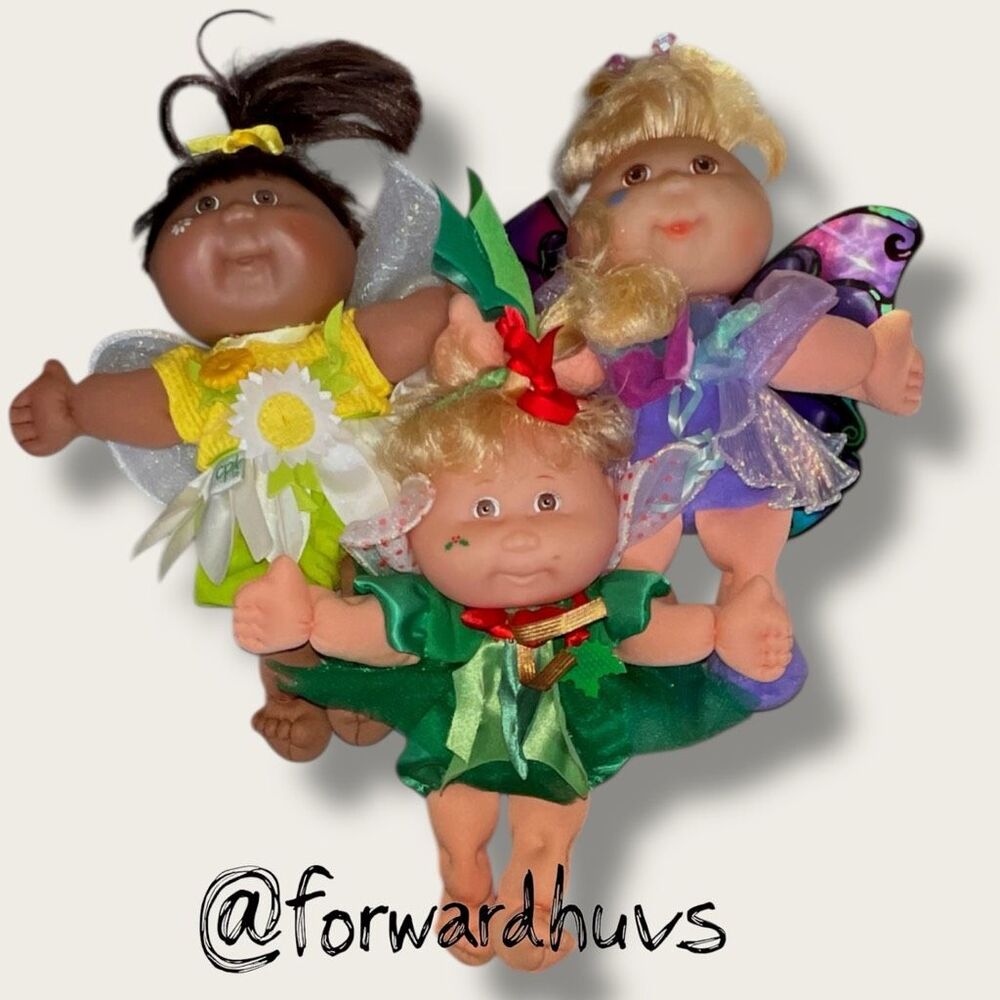 1995 Mattel Cabbage Patch Kids Fairy Dolls – Set of 3 – Holiday & Garden Theme